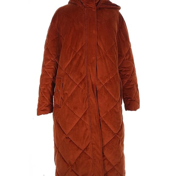 Long Velour Puffer Coat - Picture 2 of 7